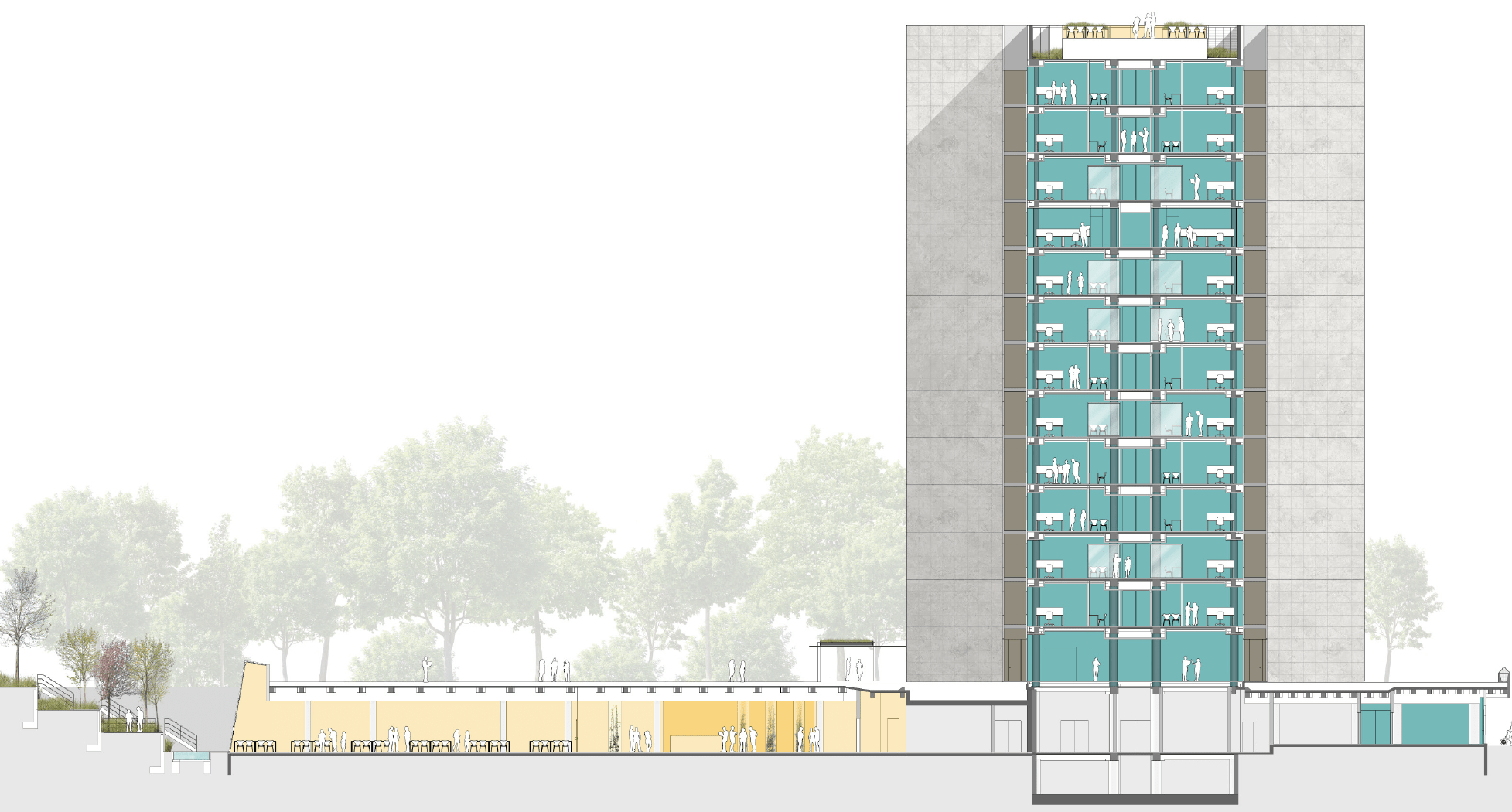 Arne-Jacobsen-Haus-Gebaeudeschnitt