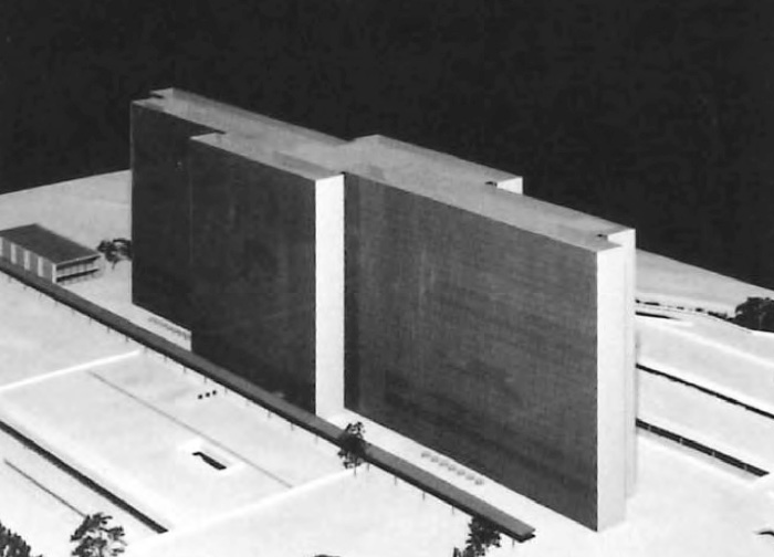 Arne Jacobsen Haus Model of the first stage of construction (1964–1969)